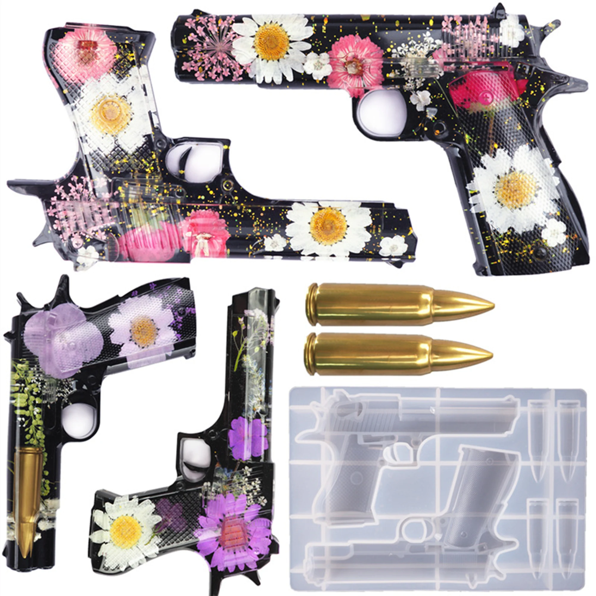 

XiaoXiang Pistol And Bullets Silicone UV Molds Wedding Cake Decorating Tools, Cake Molds For Baking Chocolate Resin Molds M2045