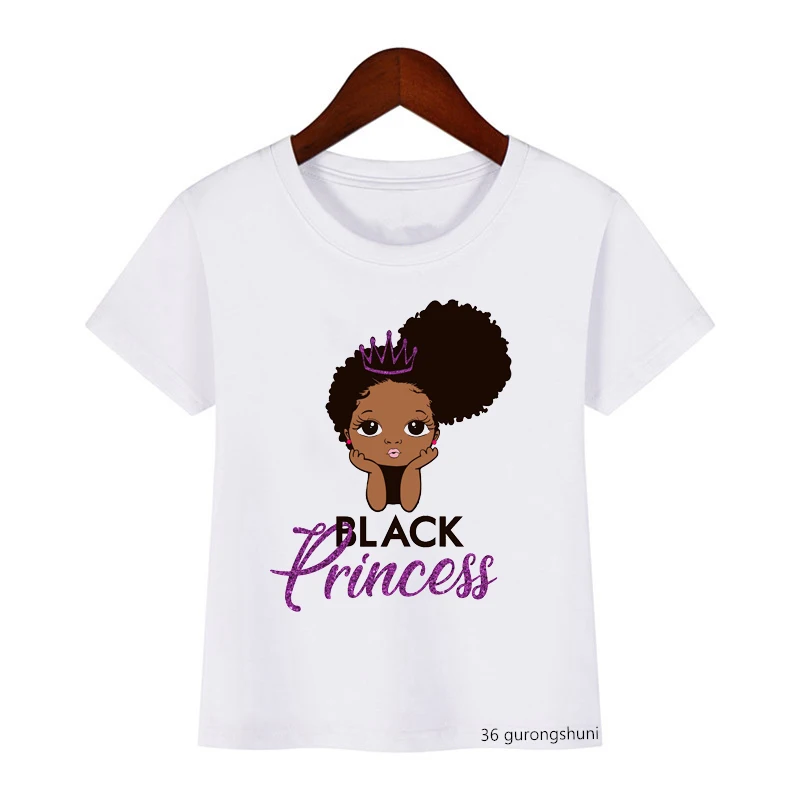 T-shirt Voor Meisjes Leuke Melanine Meisje, kerstman Cartoon Afrikaanse Zwarte Meisjes T-shirt Zwart Kerst Kostuum T-shirt Tops