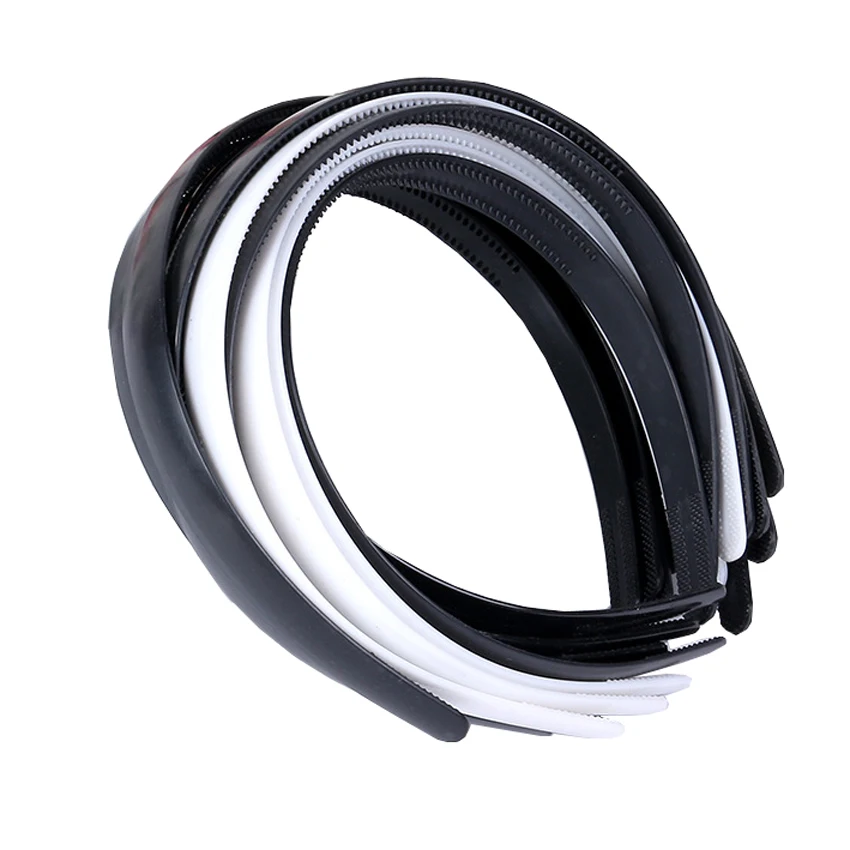 40pcs 15mm ABS Black White Plain Plastic Headband with Teeth Lady DIY Resin Hairband Hair Hoop Hair Accessories Headwear