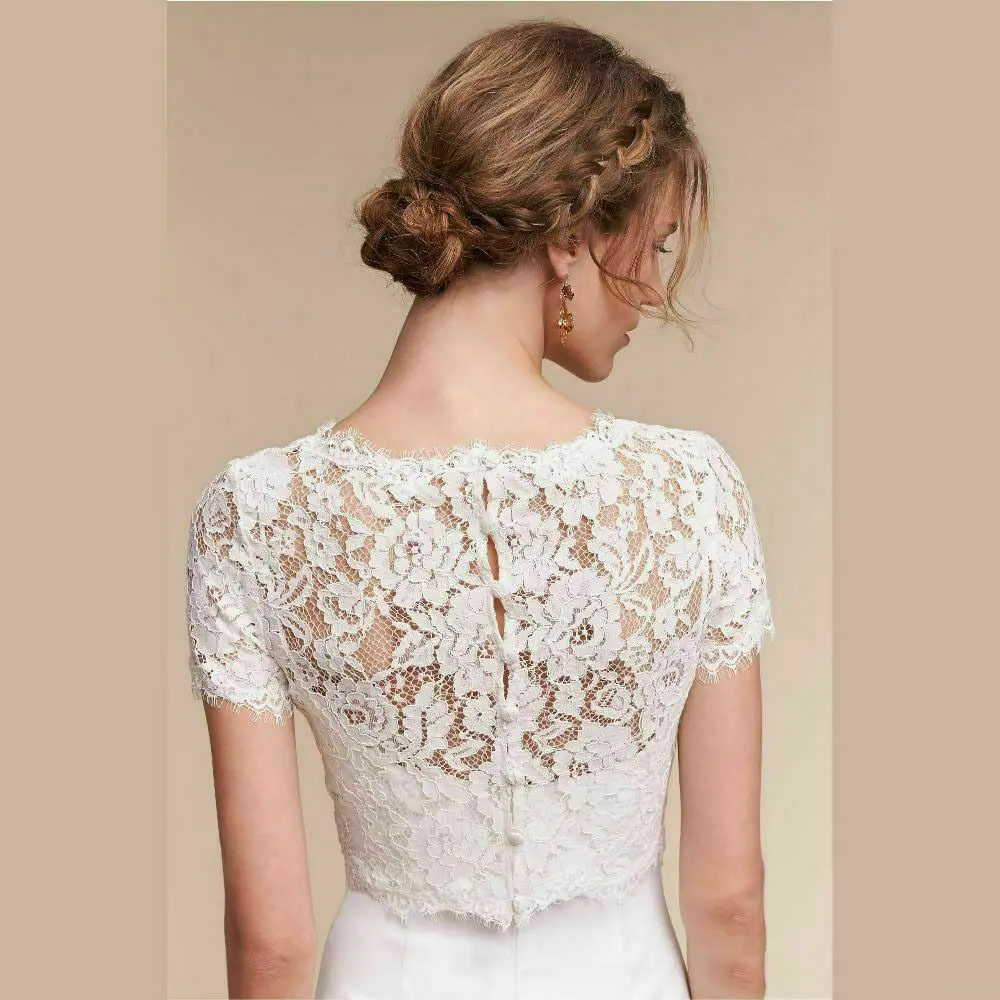 Short Sleeves Wedding Jacket Wrap Bridal Bolero Lace Top Bridal Wedding Shawl Bride Coat Wedding Accessories Customized