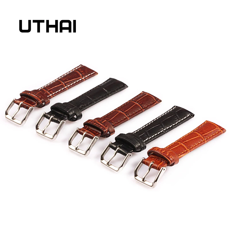 UTHAI Z08 Watch Band Leather Straps 10-24mm Watch Accessories High Quality Brown Colors Watchbands