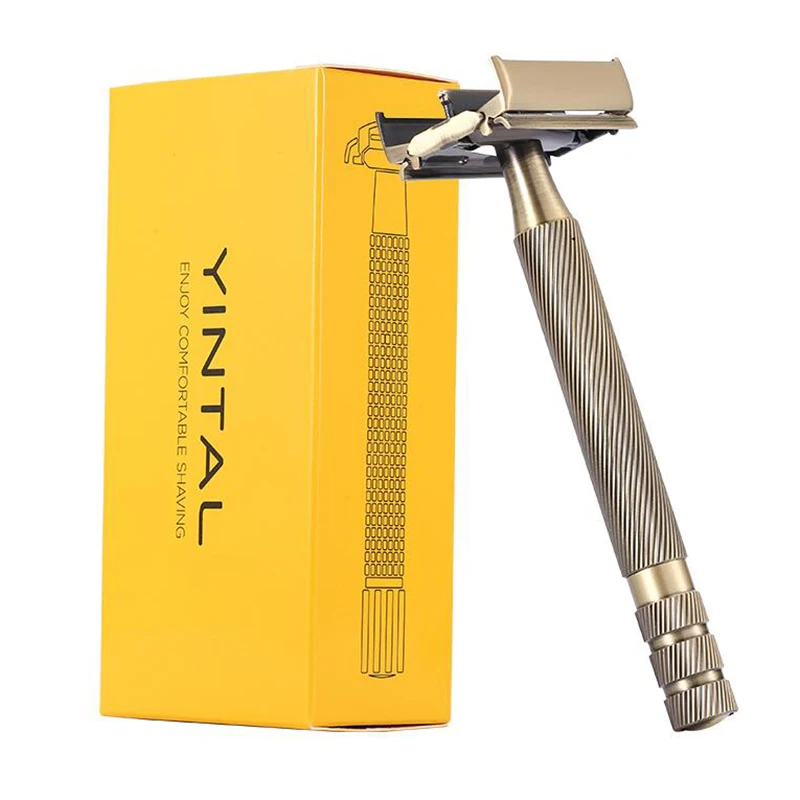 Long Handle Double Edge Safety Razor Butterfly Open Razor Men's Manual Metal razors