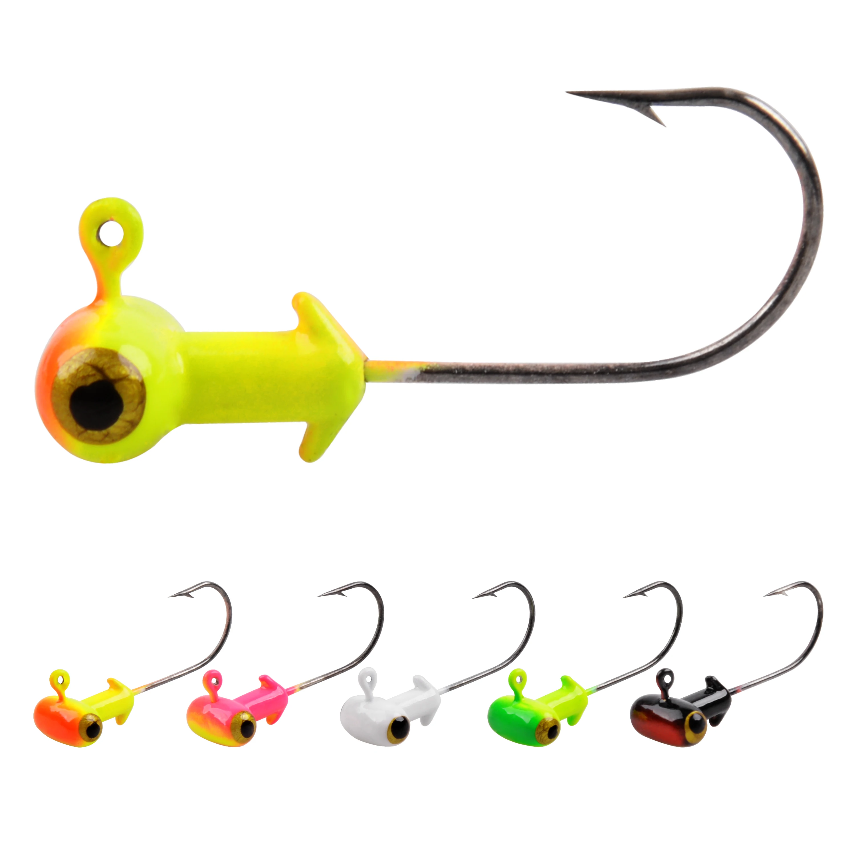 5pcs Lead Fishing Jig Heads Fishing Hooks Football Jig Heads With 5D Eyes Fishing Accessories Lead Jigs 1/5oz 1/8oz