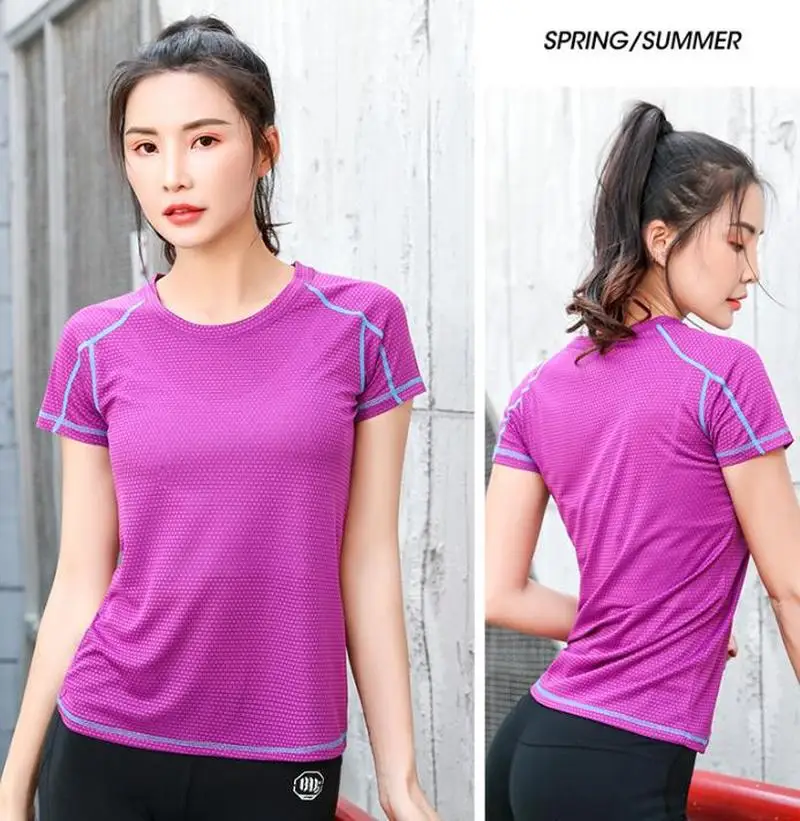 Men and Women Quick-drying Clothes Short-sleeved Loose Fitness Running Clothes Female T-shirt Large Size Workout Shirt Men