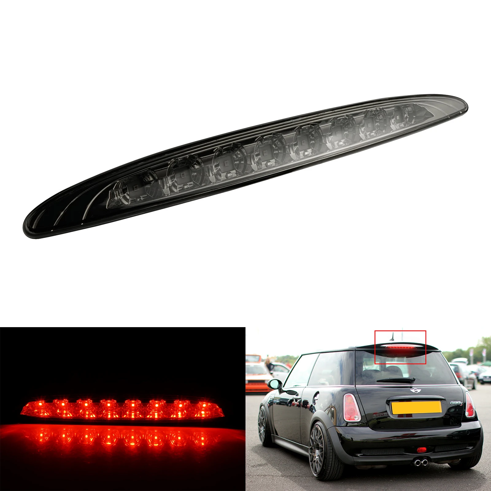 

ANGRONG 1pc Red 8 LED 3rd High Mount Brake Stop Light For Mini Cooper R50 R53 2001-2006