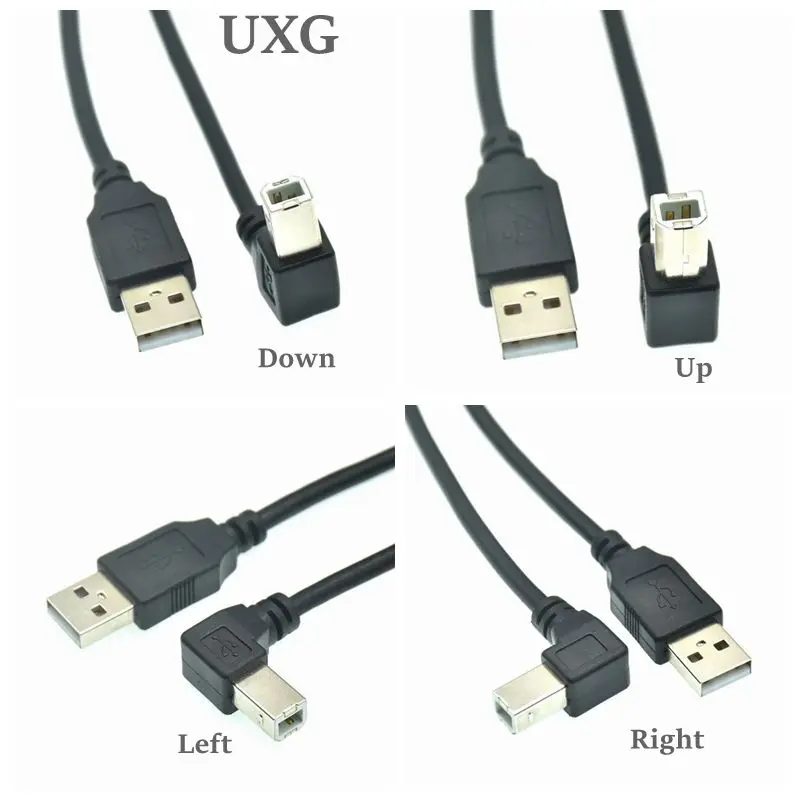 USB Cable High Speed 2.0 A To B Male 90 Degree Right Angle Cable For Canon Brother Samsung Hp Epson Printer Cord 5feet 1.5m 3M