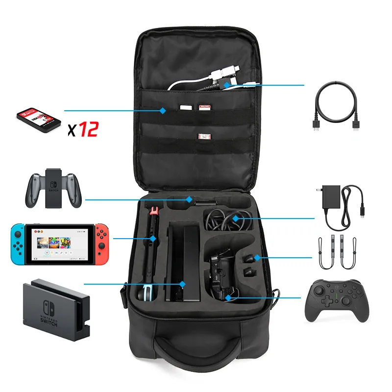 Imagem -03 - Mochila de Luxo para Nintendo Switch Joy-con Game Host Case Bolsa de Ombro para Nintendo Switch Capa Acessórios