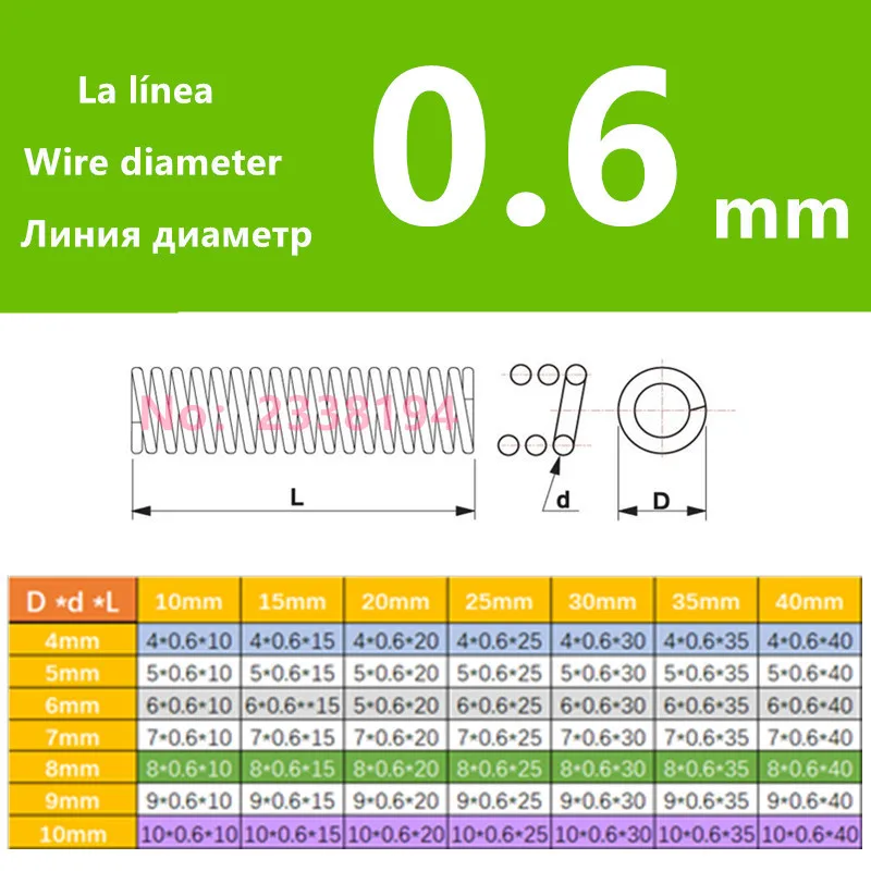 304 stainless steel hook Compression will spring toy spring 0.6 mm wire spring OD4/5/6/8/10 mm 20 PCS