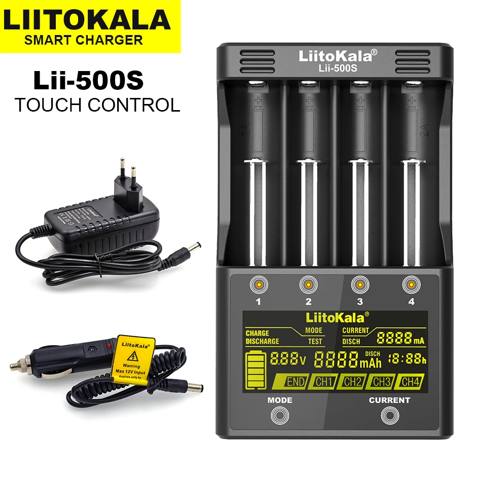 Liitokala Lii-500S LCD Display Smart Charger suitable for 3.7V/1.2V 18650 18350 18500 21700 20700 26650 and test battery capicty