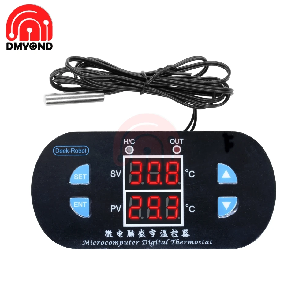 

DK-W1308 12V 10A Digital Dual LED Thermostat Temperature Controller Cooling Heating Switch Thermostat NTC Sensor For Incubator