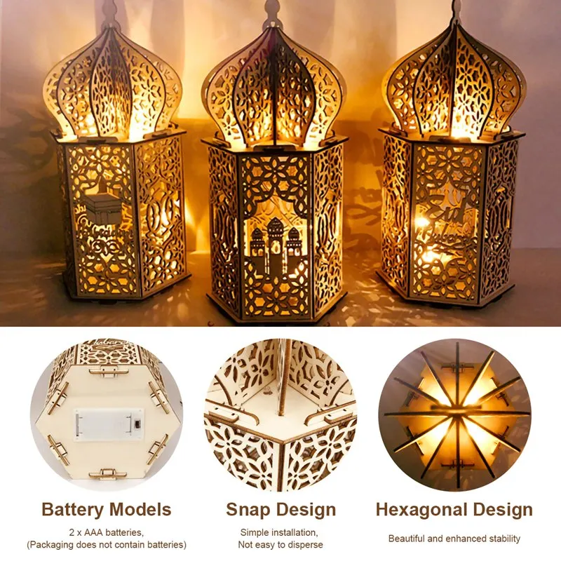 Ramadan Decorations Lamp Muslim Palace Light Holiday Decor Lighting for Home Eid Mubarak Night Light Ramadan Islam Gift Lamp