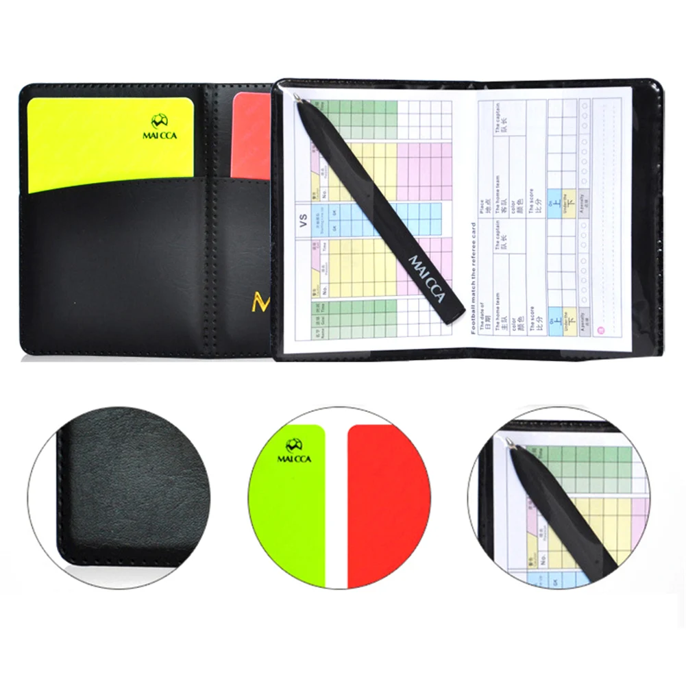 Football Red And Yellow Cards Record Red Card Yellow Card Referee Tool Equipment With Leather Case And Ballpoint Pen