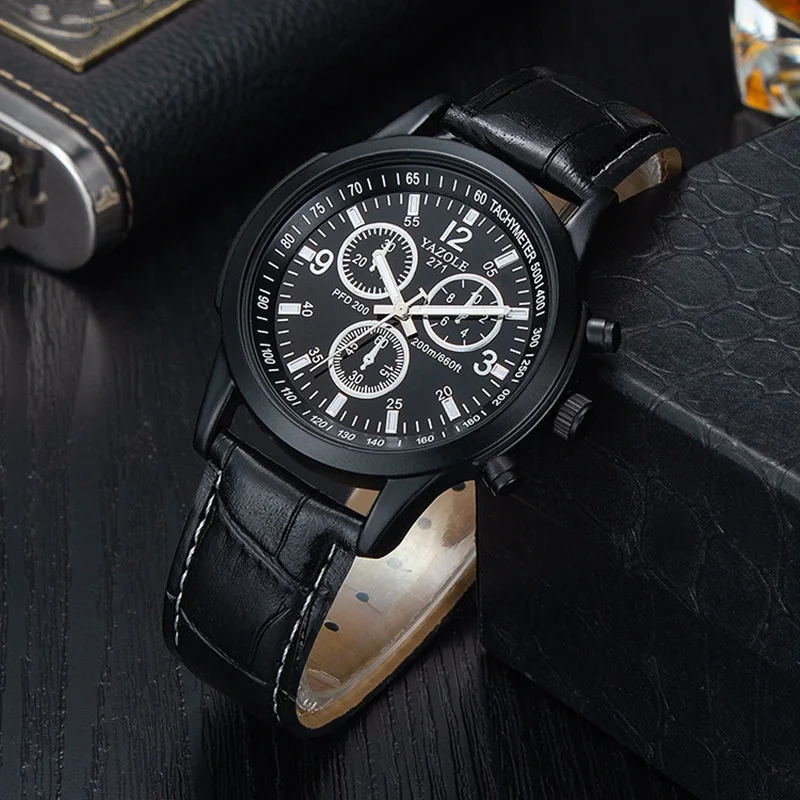 Mens Watches Fashion Vintage Leather Quartz Wrist Watch Luxury Black Sliver Dial Business Watch Relojes Hombre Male Clock