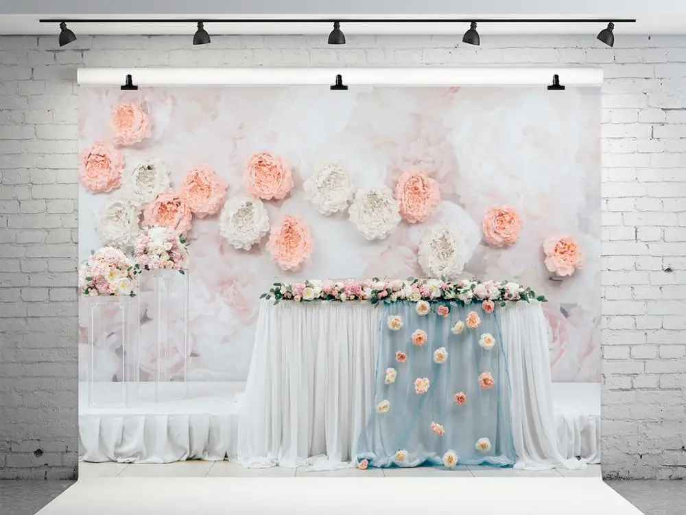 

VinylBDS 10x10 Flower Wall Photography Background Backdrop Table Party Stage Backgrounds For Photo Studio Newborn Photography