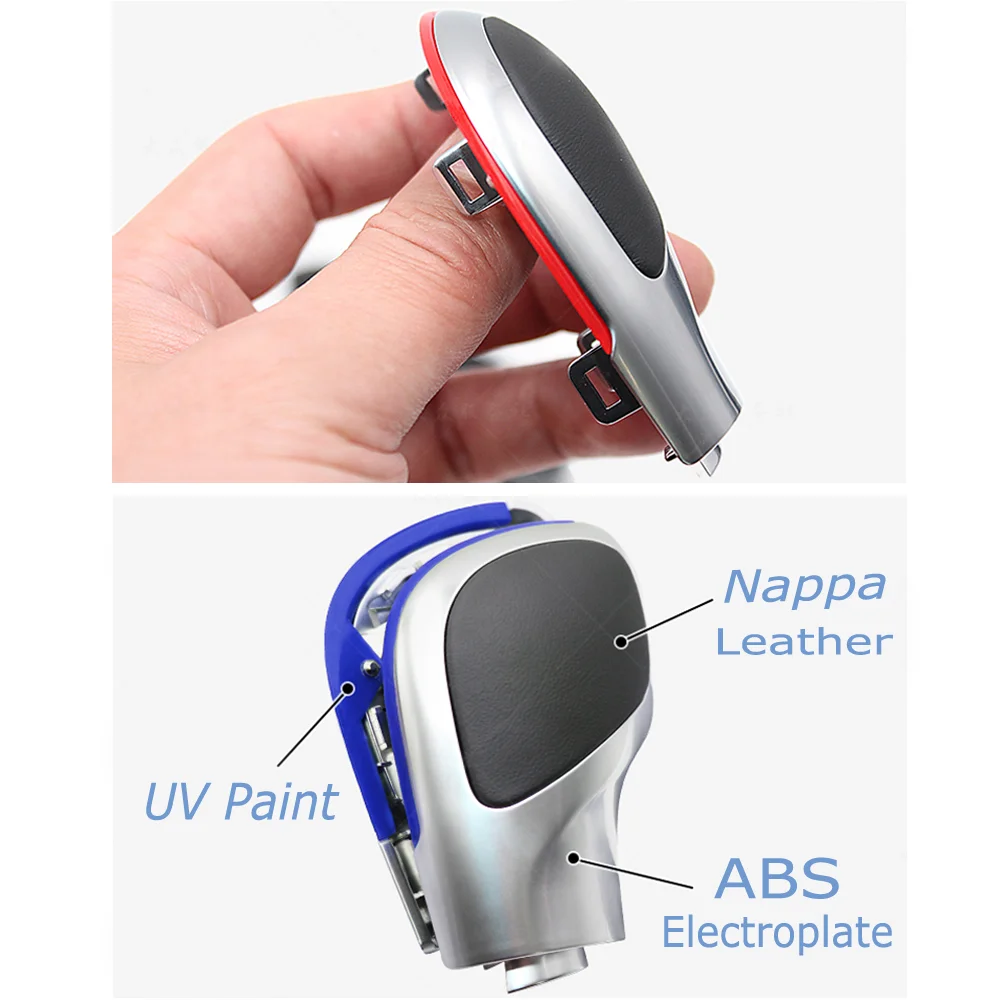 Auto Rot/Blau Schaltknauf Schalthebel Chrom Matt für VW Golf 6 7 R GTI Passat B7 B8 CC R20 Jetta MK6 GLI DSG Abdeckung Emblem – Detail 31