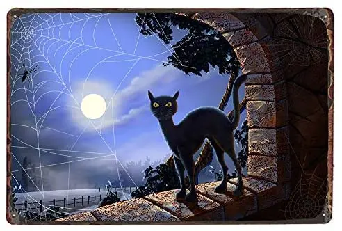 

Halloween Tin Sign - Halloween Poster Series - Vintage Holiday Postcard - Wall Memorial Decoration Metal Tin Sign