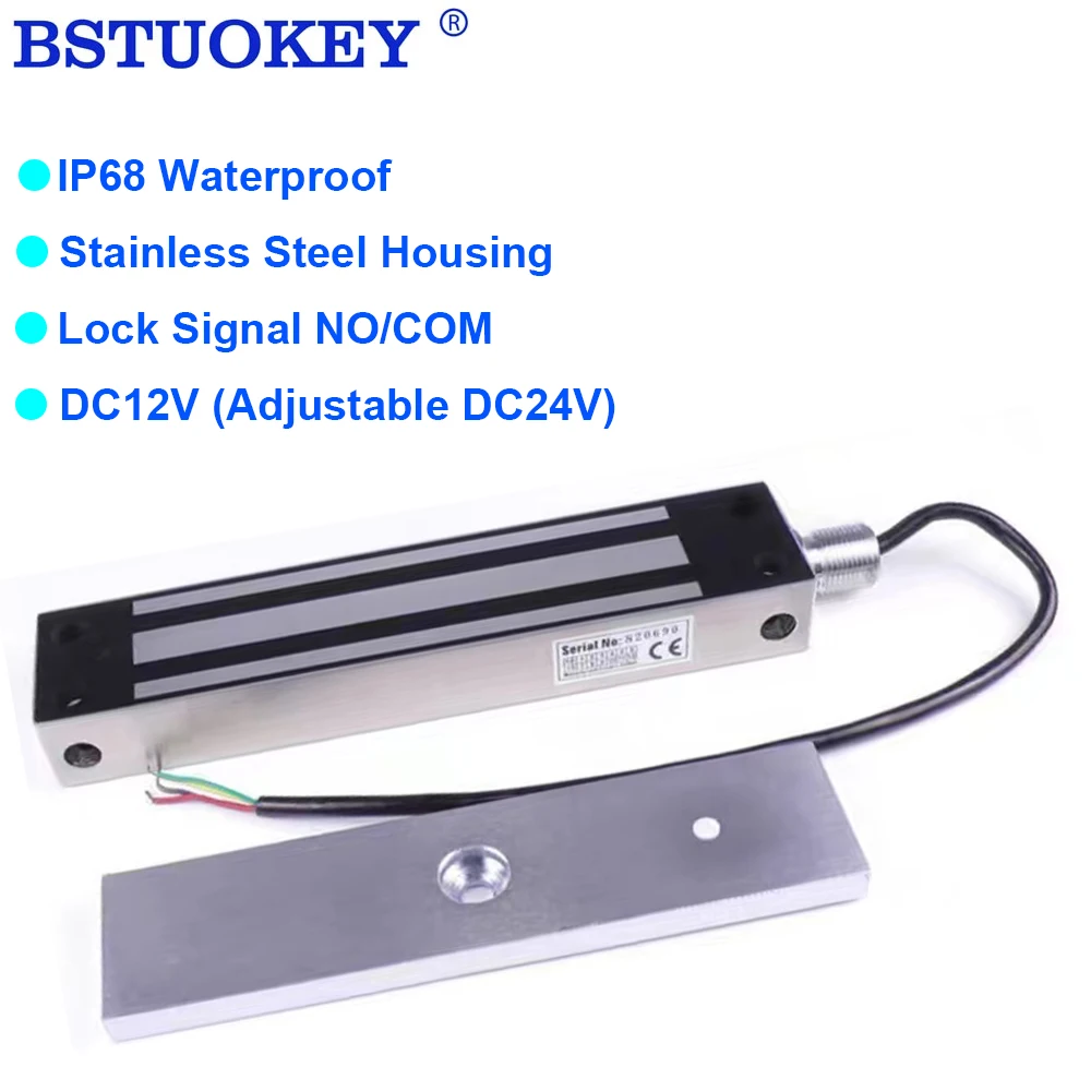 IP67 Waterproof Electric Magnetic Lock 280KG DC 12V Single Door Electromagnetic Holding Force Access Control Lock