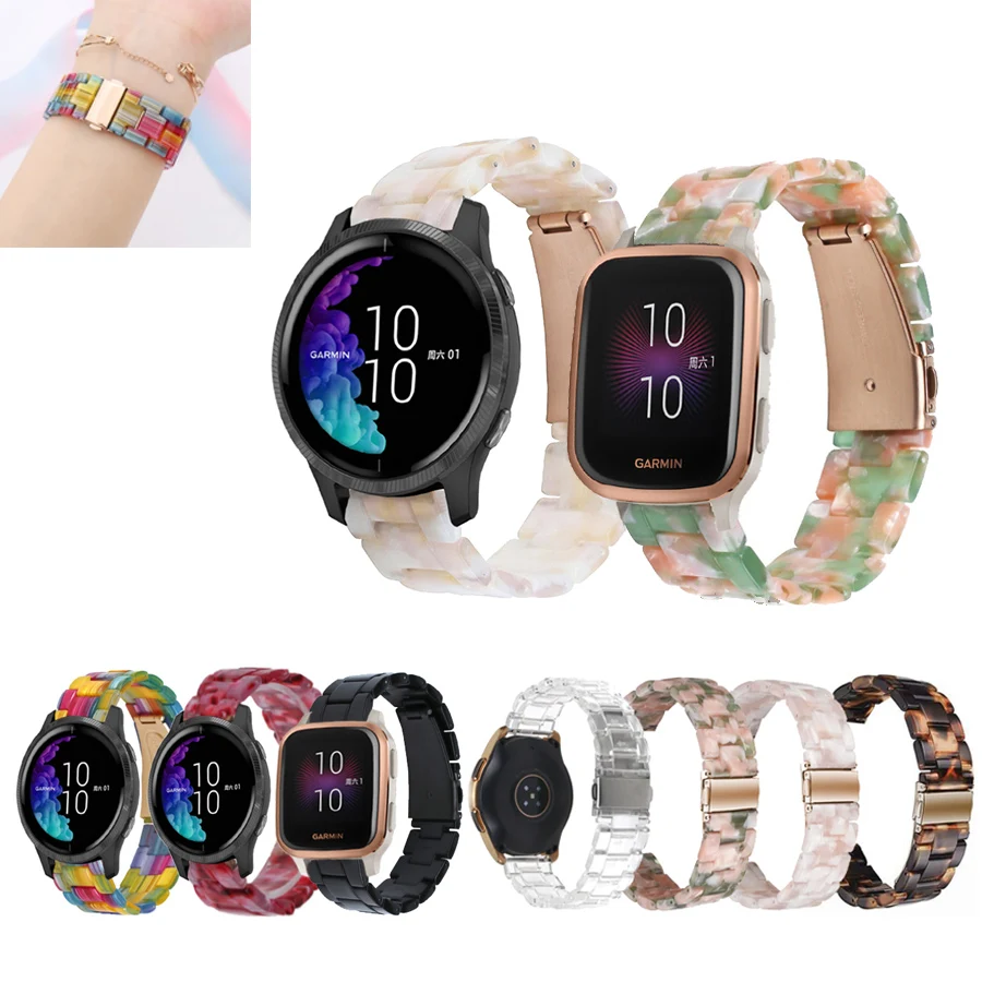 20mm Transparent Resin Strap Band for Garmin Venu Sq 2 / venu2 plus / 165 245 645 55 158 / Vivoactive 3 5 strap