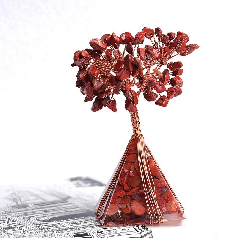 1PC Healing Natural Crystal Money Tree With Pyramid Orgonite Silicone Mould Base Home Office Decoration For Wealth And Luck Gift