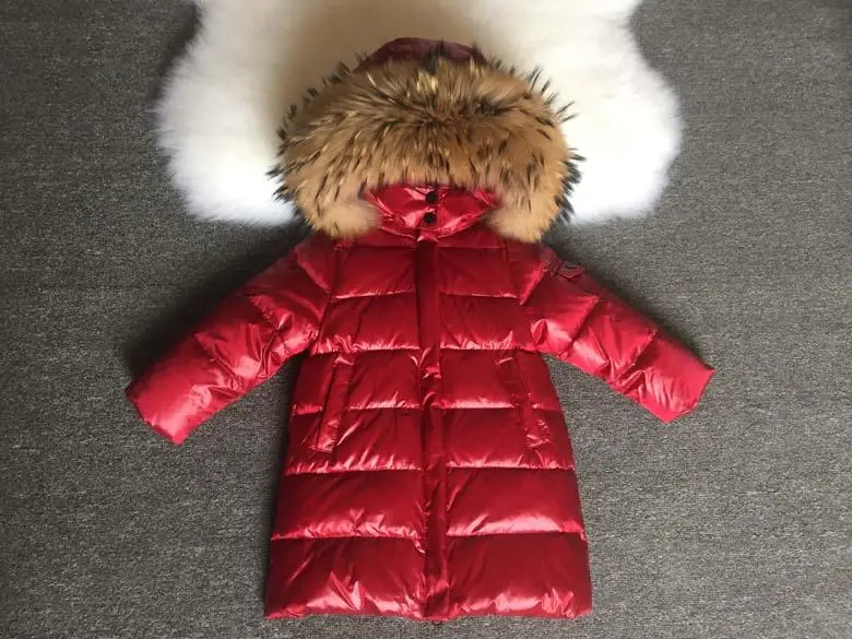 NEW Fashion Girls Winter Coats for Boys Child Down Jackets Outerwear Waterproof Medium-long Thick Real Fur Hooded 1-14Y