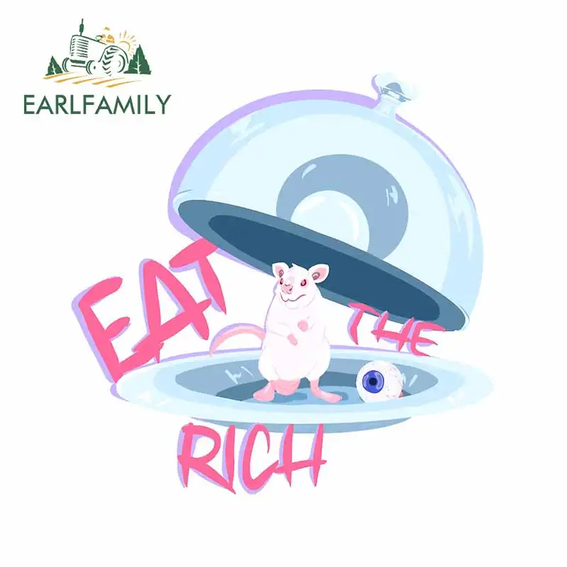 EARLFAMILY 13cm x 10.5cm for Eat The Rich Rat Refrigerator Car Stickers Windows Cartoon Windows Personality Motorcycle Decal