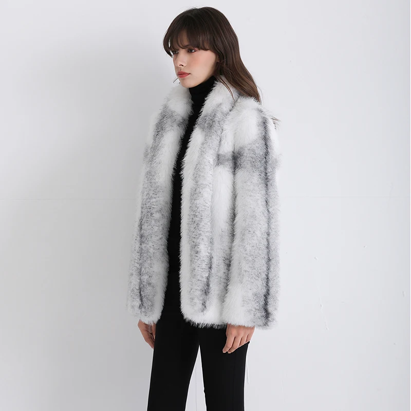 2021 women\'s fur coat new autumn and winter long-sleeved coat colorful cross mink loose fur coat