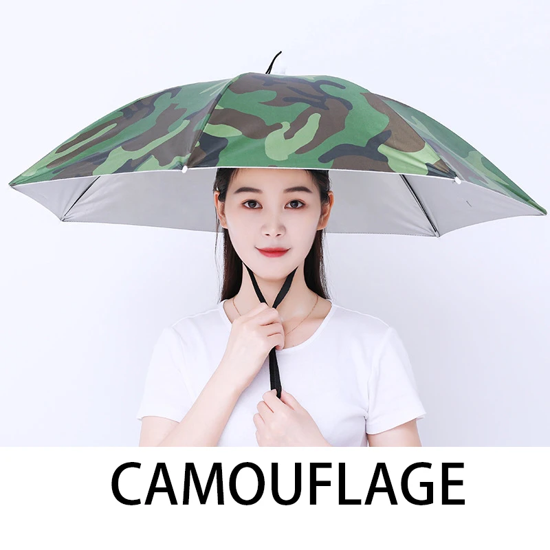 

Hat Head Wear Umbrella Outdoor Parasol Portable Army Green Foldable Sun Shade Waterproof for Camping Fishing Travel Head Hats