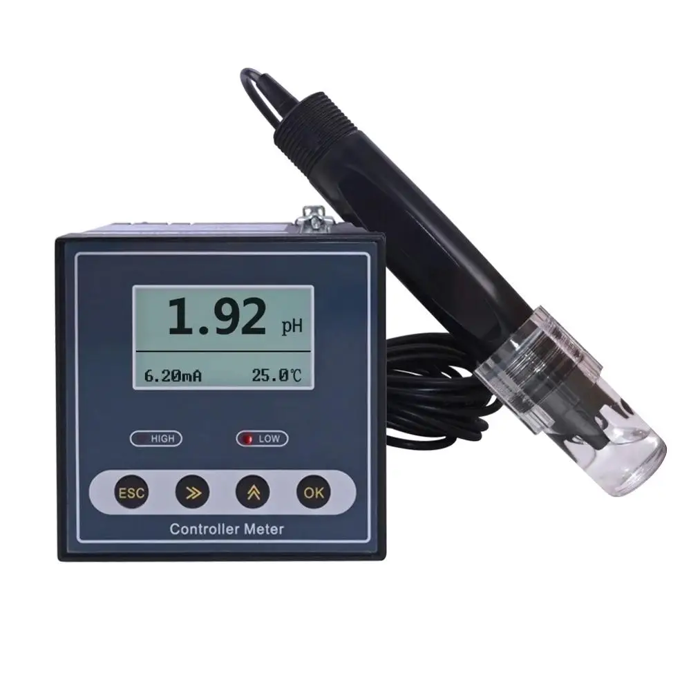 Online Industrial PH Controller ORP Meter Monitor Digital 0.02pH 1mV Upper Lower Limit Control Alarm pH Tester