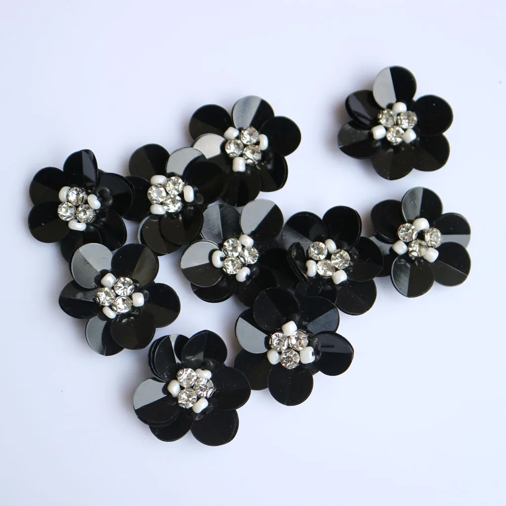 10pcs Rhinestone beaded flower patches for clothes DIY sew on parche appliques Embroidery applique patch ropa clothing accessory