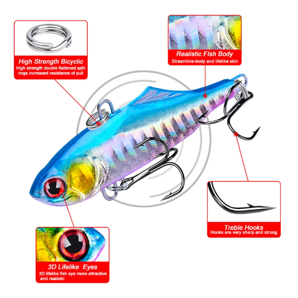 1PCS 7.5cm/23g Sinking Winter Fishing Lure VIB Bait Rattling Crankbait Artificial Hard Baits All Depth Pike Bass PescaTackle