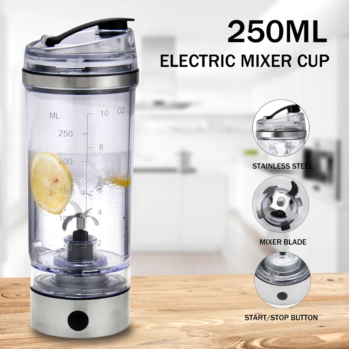 250ML Electric Protein Shake Stirrer USB Shake Bottle Milk Coffee Blender Kettle Fitness Vortex Tornado Smart Mixer 2023 new