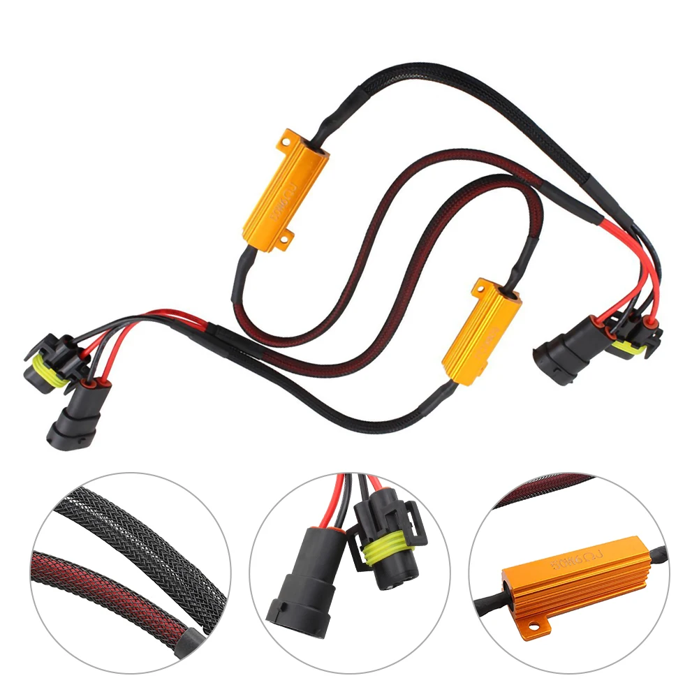 2 PCS Headlight Decoder H11 LED DRL Fog Light Canbus 50W 6Ohm Load Resistor Wiring Canceller Decoder Car LED light Load Resistor