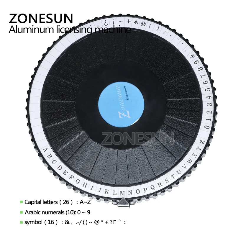Zonesun-犬のタグを作るためのエンボス加工機,52文字,軍用エンボス加工機,スチール製マニュアルカード,金属製エンボス加工機番号