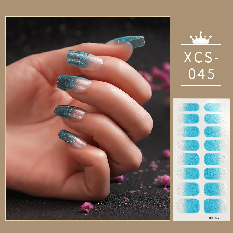 

Blue Shiny Twinkle Manicure Decoration Nail Tape Last Update Full Cover Nail Stickers Glitter Gradient Color Nail Stickers