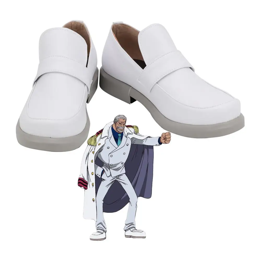 Garp Shoes Cosplay One Piece Monkey D Garp Cosplay Shoes White Boots Custom Made Any Size