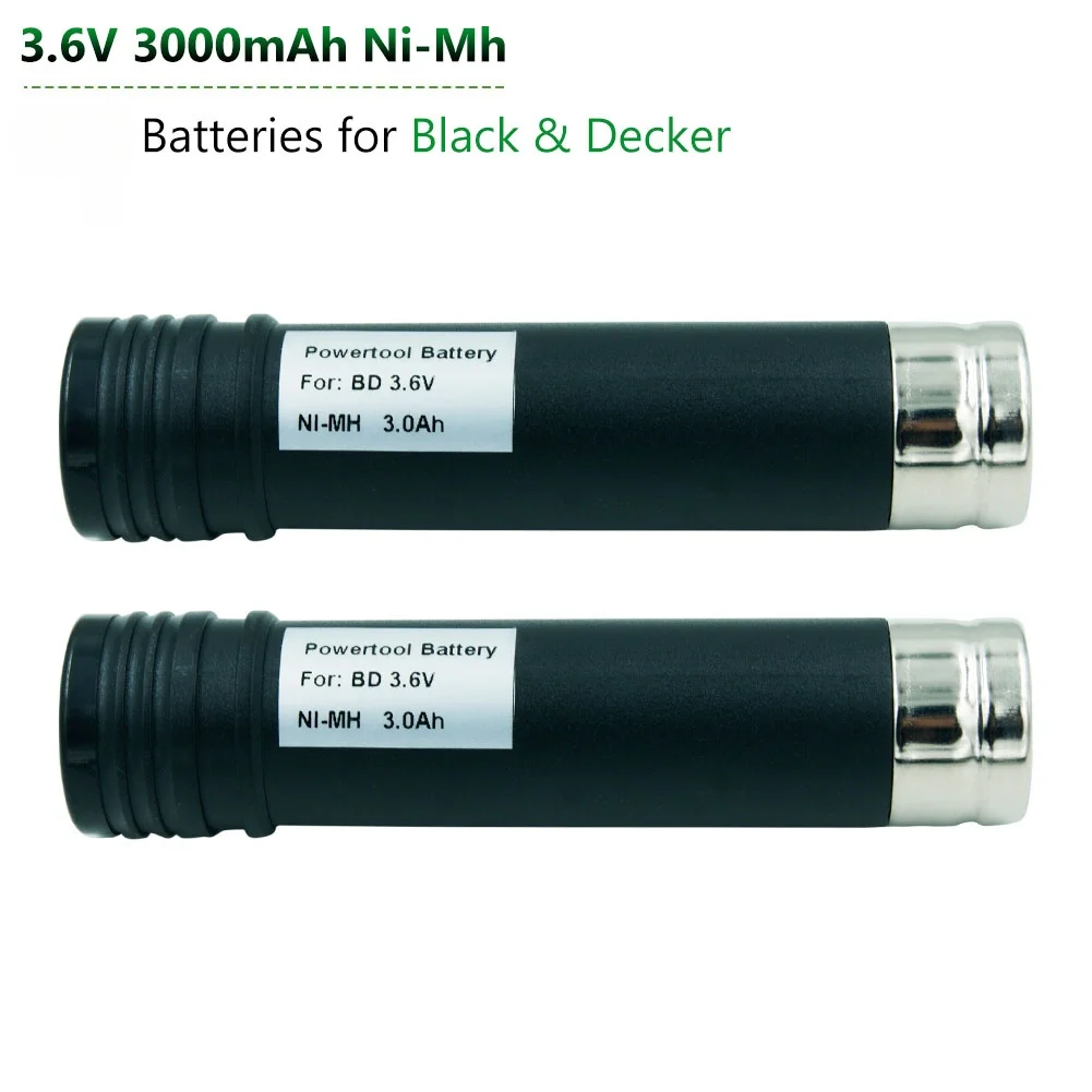 Batería NiMH de 3,6 V y 3000mAh para Black & Decker Versapak VP100 VP100C VP105 VP110 S100 S200 S300 S400 S500 L10