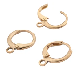 40Pcs Raw Brass Gold French Earring Hook Ear Wire Lever Back Clasps Settings With Loop for DIY Jewelry Making Accessories