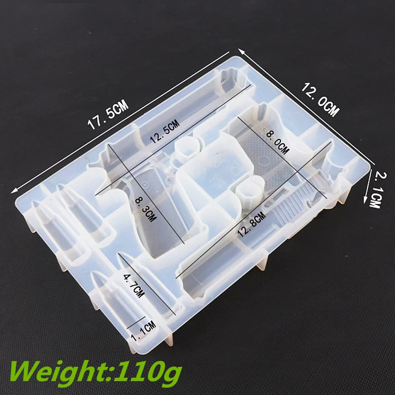 New Pistol Bullet Gun Silicone Mold Kitchen Resin Baking Tool DIY Cake Chocolate Fudge Lace Decoration Crystal Epoxy Moulds