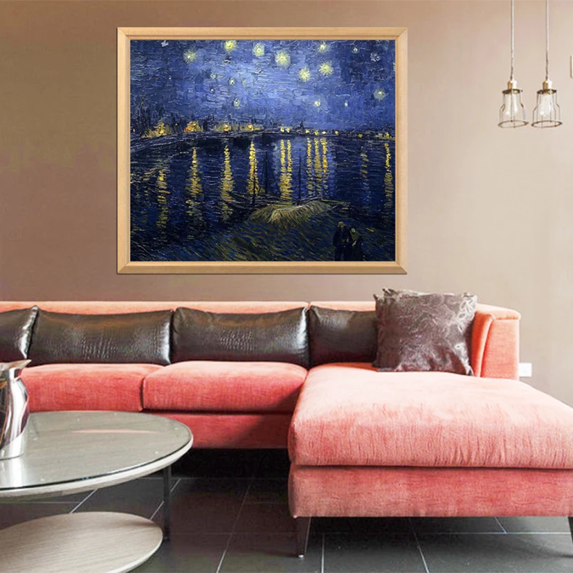 5D Diy round/square diamond painting Van gogh Rhone River under the stars Mosaic Rhinestone Embroidery cross stitch art FH048