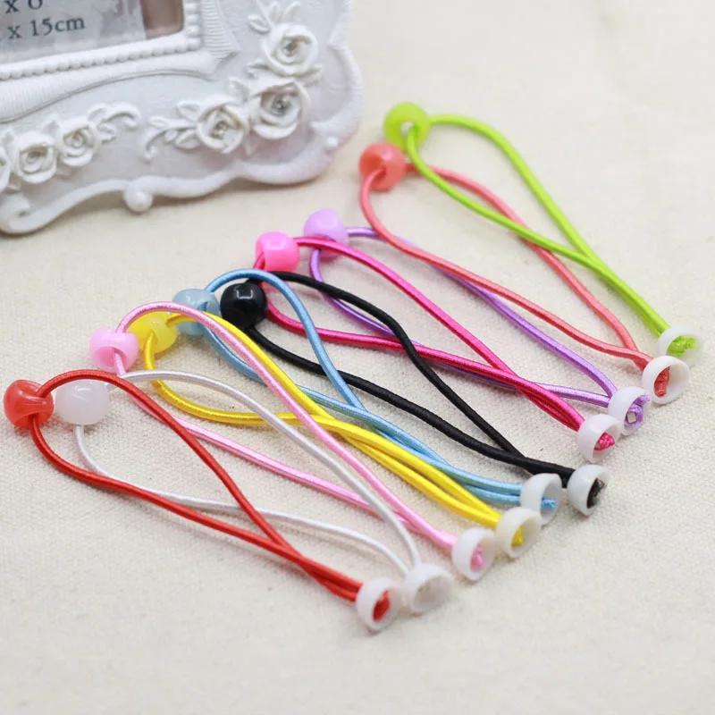 50PCS 2mm Elastic Ponytail Holders With single plastic pads to attach charms Plain Hair ties Hair Bands for kids DIY