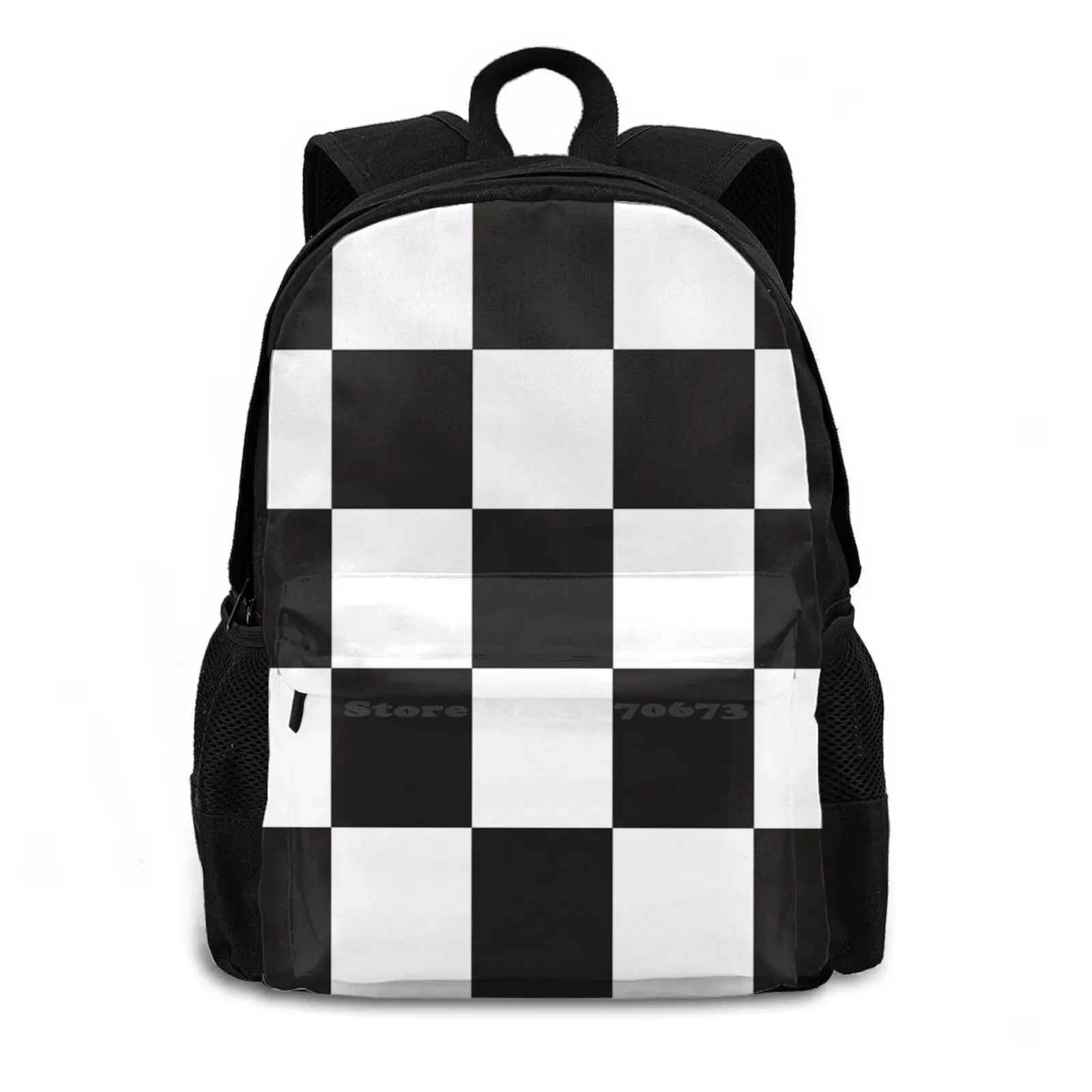 Black And White Checkerboard Chess Square Pattern Hd High Quality Online Store Bag Backpack For Men Women Girls Teenage Black