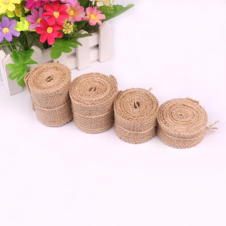 JAROWN Jute Burlap Hessian Ribbon Rolls Vintage Rustic Wedding Decoration Christmas Gift Wrapping Festival Party Home Decoration