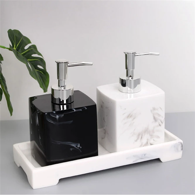 2pcs Luxury Resin Clear Square Lotion bottle Dispenser Soap Foam Pump Empty Bottle Liquid Shower Gel Foam Pump Hotel home decor