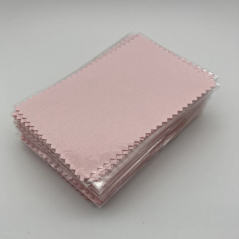 

50PCS 10*6.5cm Silver Polish Cloth Cleaning Wiping for Jewelry Opp Bags Individual Packing Suede Fabric Material