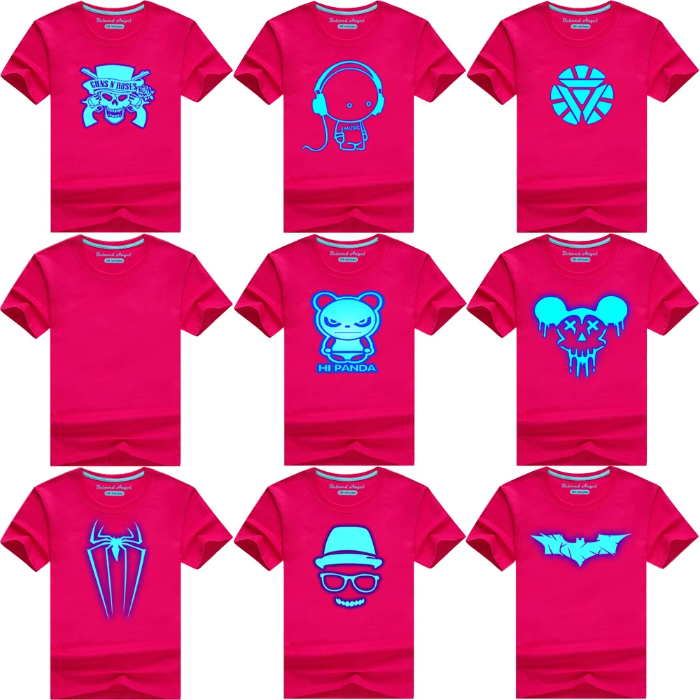 

Kids Luminous Tshirt Skele Skull Print Funny Toddler Boys Girls Short Sleeve Glow In Dark T-shirt Children Harajuku Graphic Tee