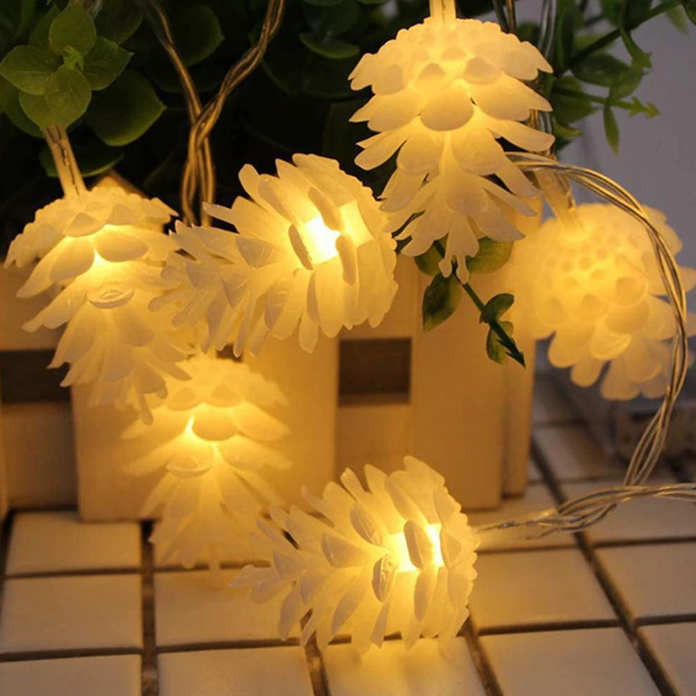 LED Pine Cones String Lights para Decoração de Natal, Fairy Lamp, alimentado por bateria, festa Festival, quarto de ano novo, guirlanda de casamento, decoração do jardim