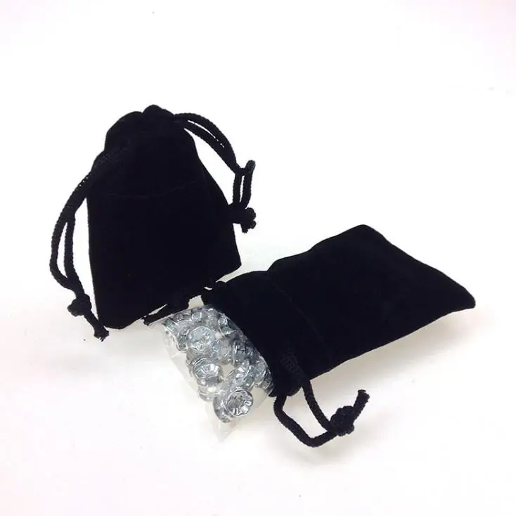 50 Pcs/lot Big Black Velvet Bags Drawstring Gift Pouches For Jewelry Wedding Party Storage Packing Bag Custom Logo Print