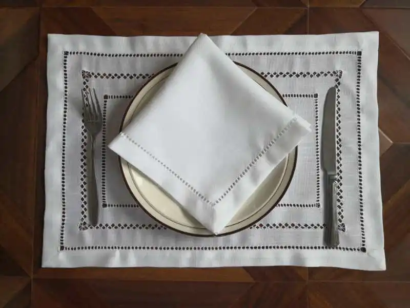 @[Camellia Casa]Luxrary Concise Napkin/Placemat Hemstitched by Hand,Linen Look & Washable, Home/Banquet/Hotel/airbnb/Restraunt