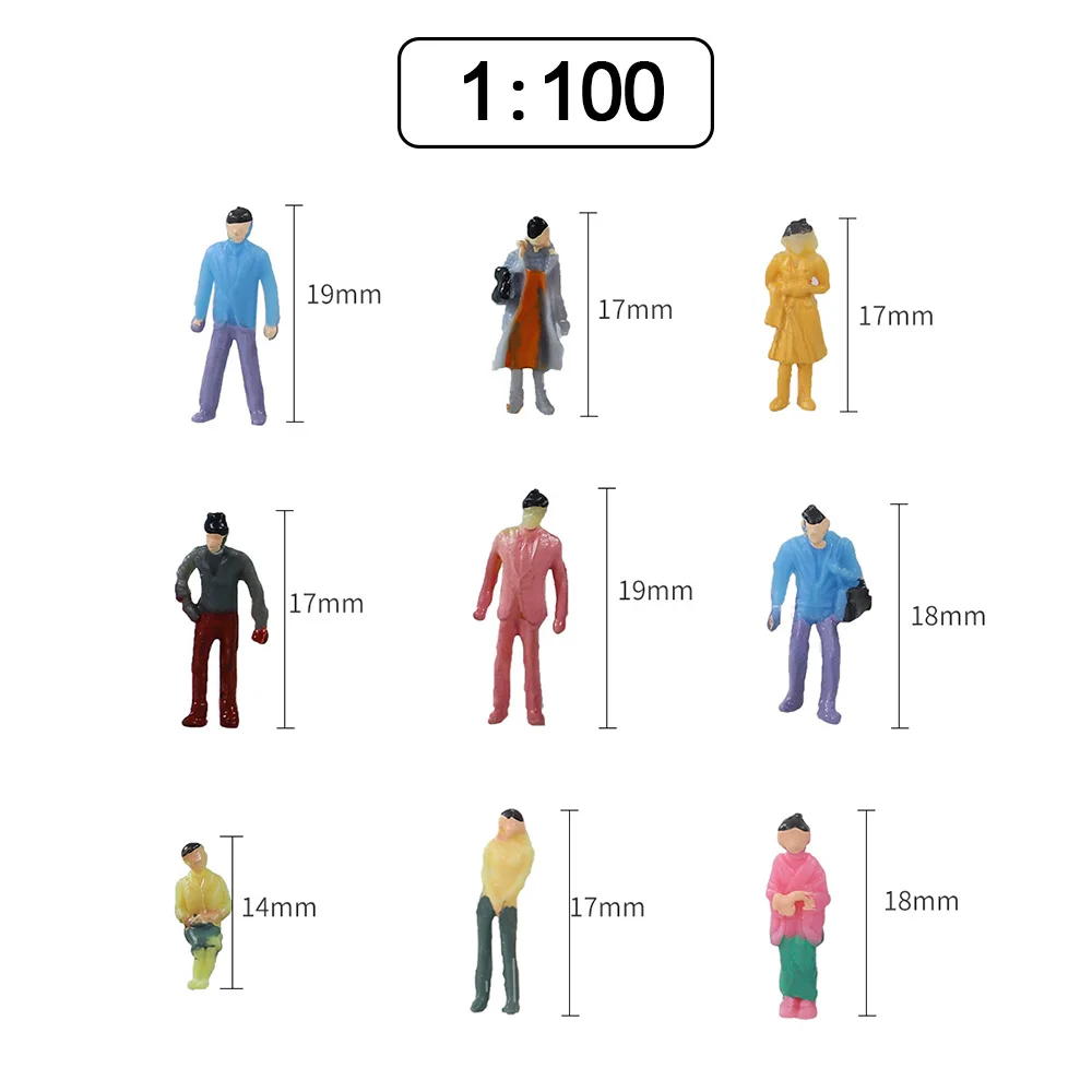 NHPY - Lot De 100 Figurines Miniature 1:100 - Passagers Debout Peints - Modèles Aléatoires - Pour Train, Diorama, Maison De Poupée - Accessoire Scène Réaliste