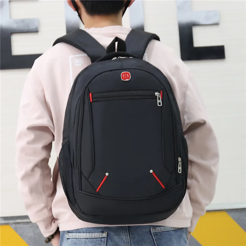 

Fashion Large-Capacity Men Student Schoolbag Casual Solid Color Material Polyester Man's Backpack Multi-Functional Simple Bag